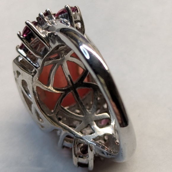 Vintage Rhodochrosite silver ring sz 7 - Picture 7 of 10